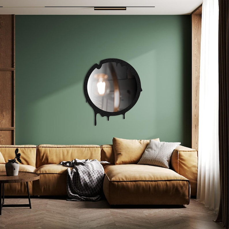 Metal and Plexiglass Abstract Mirror Wall Decor, Living Room Wall Art