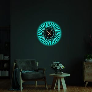 Geometric LED Metal Wall Clock,Metal Large Wall Clock with LED,Minimalist Silent Clock Decor,Boho Wall Clock,Modern Wall Clock,Office Decor