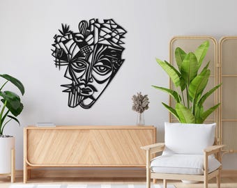 Abstraktes Gesicht Metall Wandkunst, modernes Gesichts Kunstwerk, Metall Wanddekoration für Wohnkultur, bestes Geschenk für ihn, abstraktes Mann Gesicht