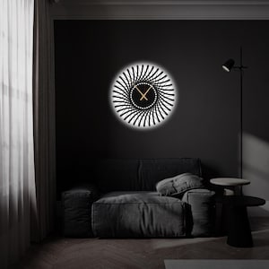 Geometric LED Metal Wall Clock,Metal Large Wall Clock with LED,Minimalist Silent Clock Decor,Boho Wall Clock,Modern Wall Clock,Office Decor