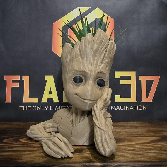 Groot Inspired Planter: 3D Printed Desk Decor, Plant Lover Gift
