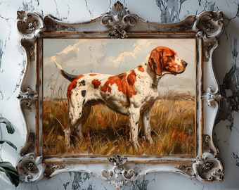 English Dog Vintage Print, Farmhouse Wall Decor, Wall Art, Living Room Art, Digital Download PRINTABLE Vintage Art  Minimalism muted tones