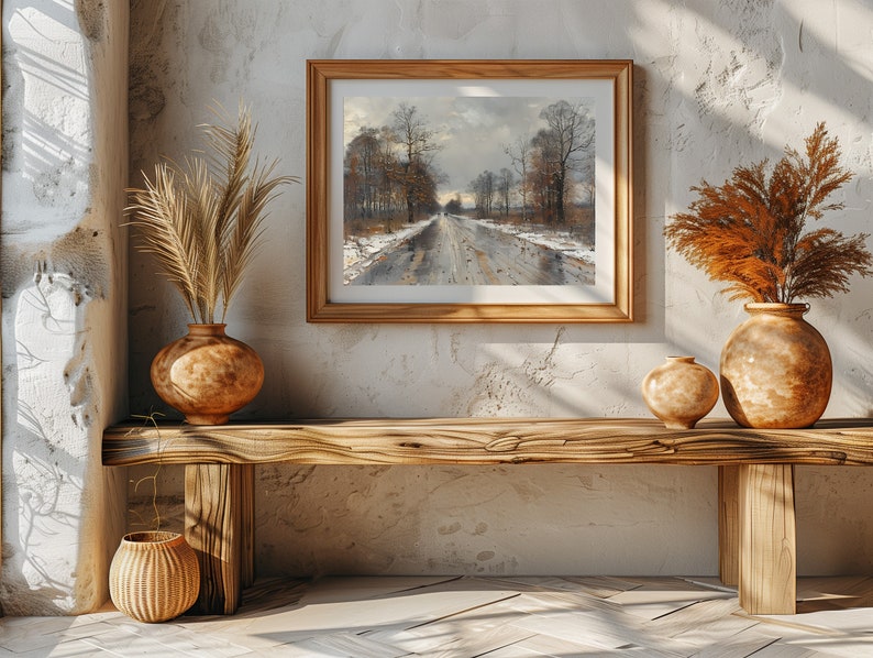 A Road With Trees Vintage Print, Farmhouse Wall Decor, Wall Art, Living Room Art, Digital ...