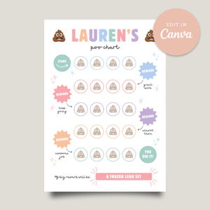 Poepkruk voor kinderen Potje beloning ster voortgangsgrafiek afdrukbare bewerkbare A4 Canva direct downloaden