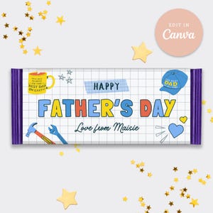 Father's Day UK Chocolate Bar Wrapper Daddy Dad Dada Grid Editable Printable Canva Instant Download