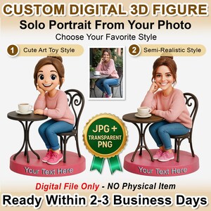Benutzerdefinierte Charakter Porträt vom Foto, 3D Kunst Spielzeug Stil Solo Figurine, Digital Download, Einzigartiges Geschenk für Sie-Ihn, Geburtstag, Abschlussfeier, Gamer