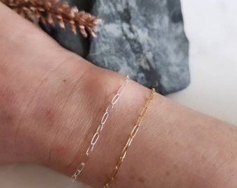 Paperclip Chain Bracelet- Gold-filled or Sterling Silver