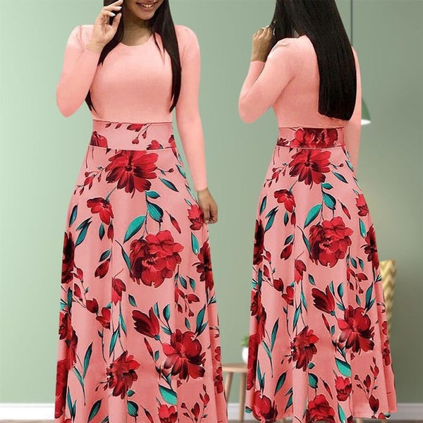 2024 Long Flowered Pink Dress