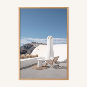 Santorini Windmill Print: Oia Coastal Photo, Greece Travel Art (Digital Download)