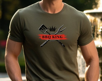 BBQ King Shirt, Funny Barbecue t-shirt, Funny BBQ Shirt, Humor Cooking Drinking t-shirt, BBQ Gifts For Men, Dad Husband Grandpa Father's Day