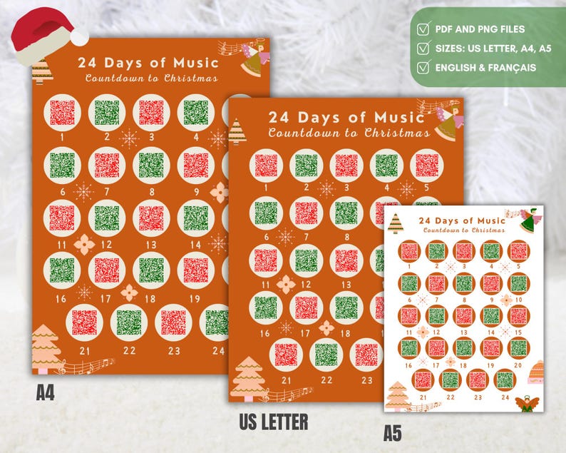 Printable Musical Advent Calendar With QR Codes Linked to a Spotify