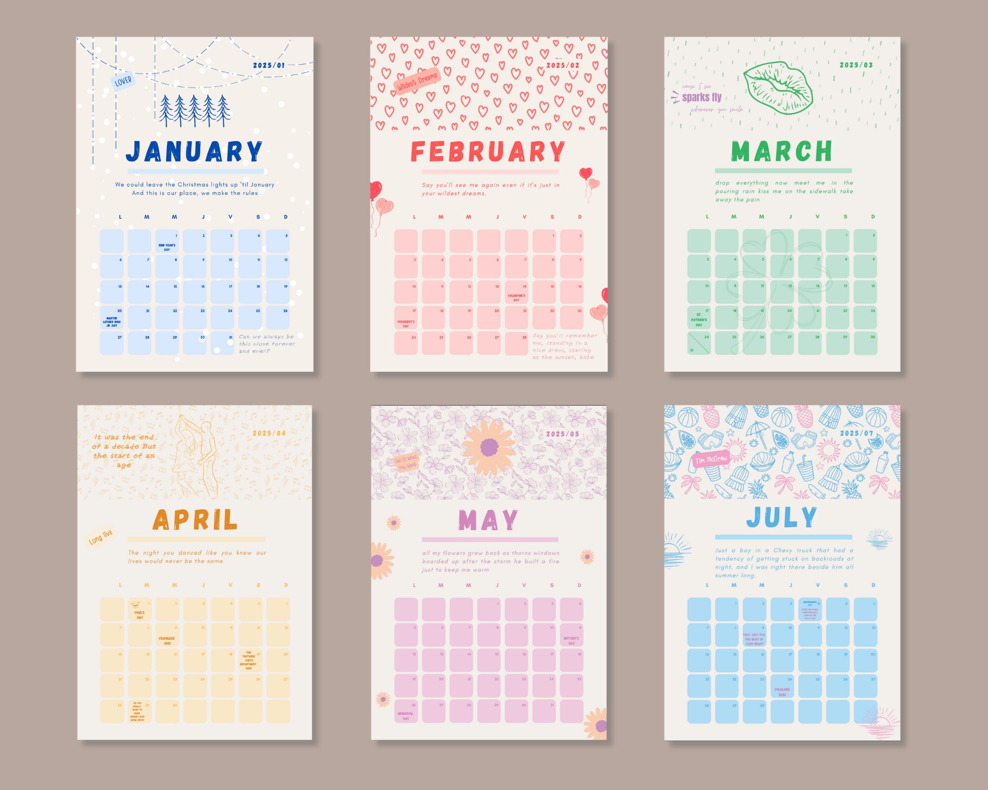 calendario-taylor-swift-imprimible-2024-y-2025-regalo-swiftie-derivados
