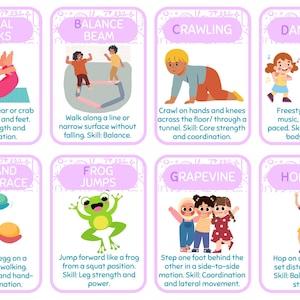 A to Z Gross Motor Skills Activity Cards – Fun Movement Exercises for Kids | Digital Download