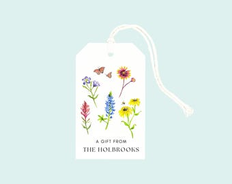 Personalized Texas Wildflower Gift Tags: Custom Baking Gift Tags | Birthday Gift Tags | Wine Gift Tags | Teacher Gifts
