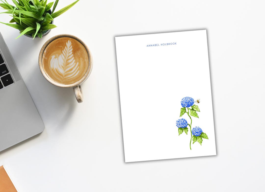 Personalized Hydrangea Notepad: Custom Watercolor Stationery | Gifts ...