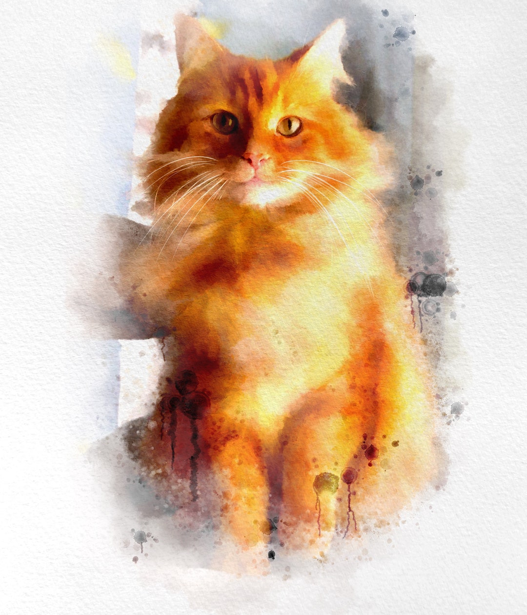 Custom Cat Portrait,dog Portrait ,digital Custom Watercolor Pet ...