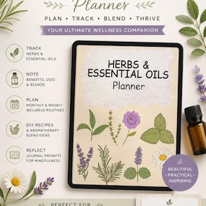 Herbs & Essential Oils Planner Aromatherapy Journal Herbal Remedy Tracker Wellness Planner Printable Commercial Use