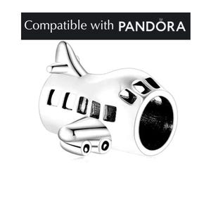 Airplane Charm, handcrafted sterling silver charms for pandora bracelet, transportation charm for charm bracelets, travel charms