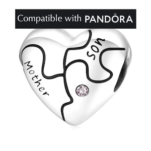 Mother Son Charm, Sterling Silver: Pandora Compatible Jewelry, Pendant for bracelet and necklace