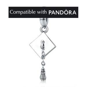 Graduation charm, handcrafted sterling silver charms for pandora bracelet, graduation jewelry, graduation pendant for charm bracelets