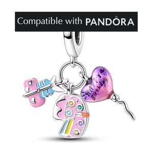 Happy Birthday Charm, Sterling Silver: Pandora Compatible Celebration Pendant Jewelry for Bracelets and Necklaces