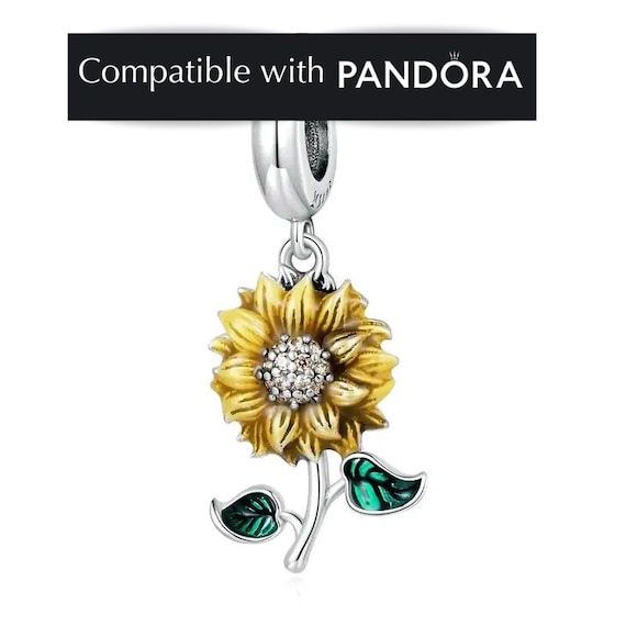 Sunflower Charm in Sterling Silver: Pandora Compatible Floral Pendant  Jewelry for Bracelets and Necklaces