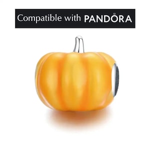 Pumpkin Charm, Sterling Silver: Pandora Compatible, Halloween and Fall Pendant Jewelry for Bracelets, Necklaces