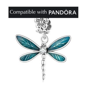 Dragonfly Charm in Sterling Silver: Pandora Compatible Insect Pendant Jewelry for Bracelets and Necklaces