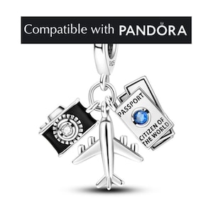Citizen of the World Charm, Sterling Silver: Pandora Compatible Travel Pendant Jewelry for Bracelets, Necklaces