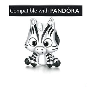 Zebrabedel in sterlingzilver: Pandora-compatibele dierenhangersieraden voor armbanden en kettingen