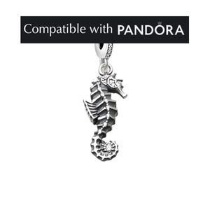 Seahorse charm, handcrafted sterling silver charms for pandora bracelet, sea animal charm, marine life charm for charm bracelets