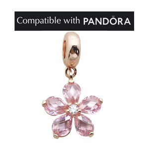 Cherry blossom charm, handcrafted sterling silver charms for pandora bracelet, flower charm for charm bracelets, floral charms, sakura charm
