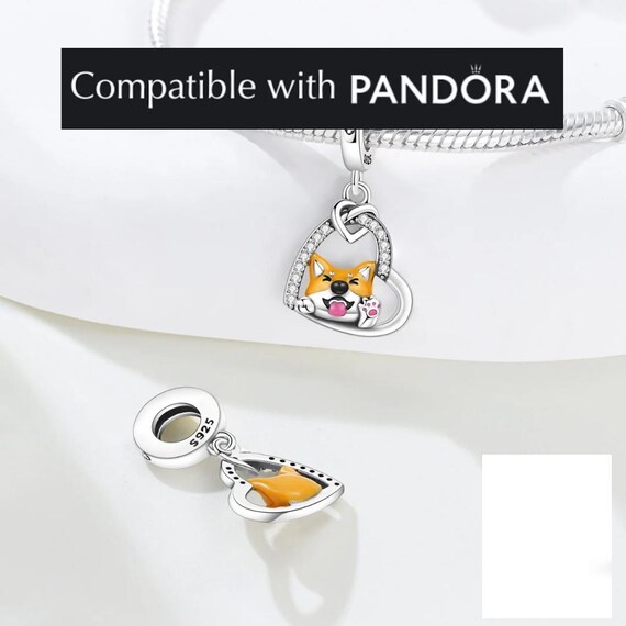 【新品】Pandoraレアな柴犬チャーム Shiba Inu Charm, Handcrafted Sterling Silver Charms for Pandora