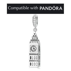 Big Ben Charm in Sterling Silver: Pandora Compatible London Jewelry for Bracelets and Necklaces