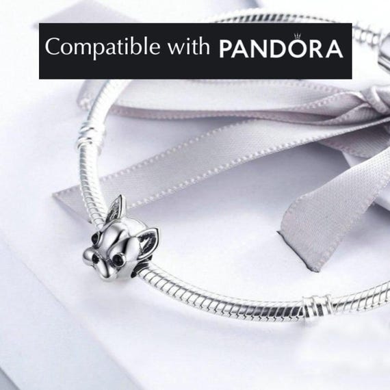 フレンチブルドッグチャーム、スターリングシルバー：パンドラ対応の犬