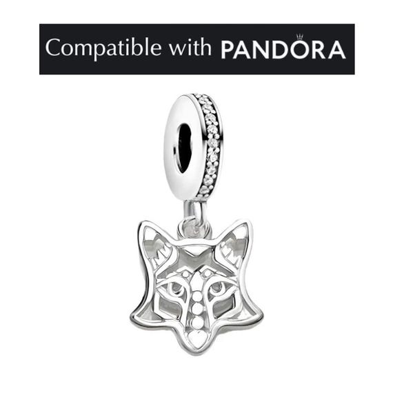 Fox Charm in Sterling Silver: Pandora Compatible Animal Pendant