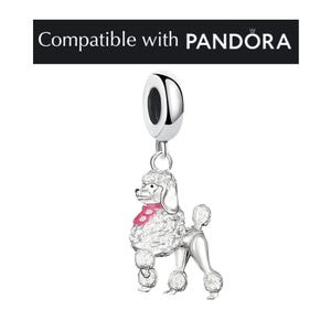 Poodle Charm, handcrafted sterling silver charms for pandora bracelet, dog charm for charm bracelets, animal charms