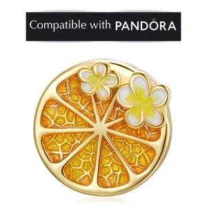 Orange Charm in Sterling Silver: Pandora Compatible Fruit Pendant Jewelry for Bracelets and Necklaces