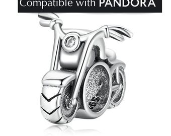 Pingente Harley Davidson em Prata de Lei: Joias de Motocicleta Compatíveis com Pandora para Pulseiras e Colares