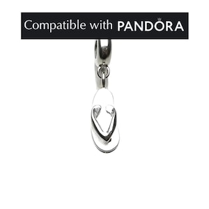 Flip Flop Charm, Sterling Silver: Pandora Compatible Summer Pendant Jewelry for Bracelets and Necklaces