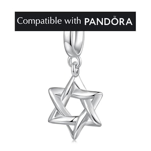 Star of David Charm, Sterling Silver: Jewish Pandora Compatible Jewelry, pendant for bracelet, necklace