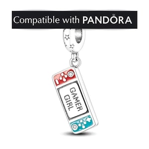 Pingente Switch em Prata de Lei: Pingente Gamer Compatível com Pandora para Pulseiras e Colares