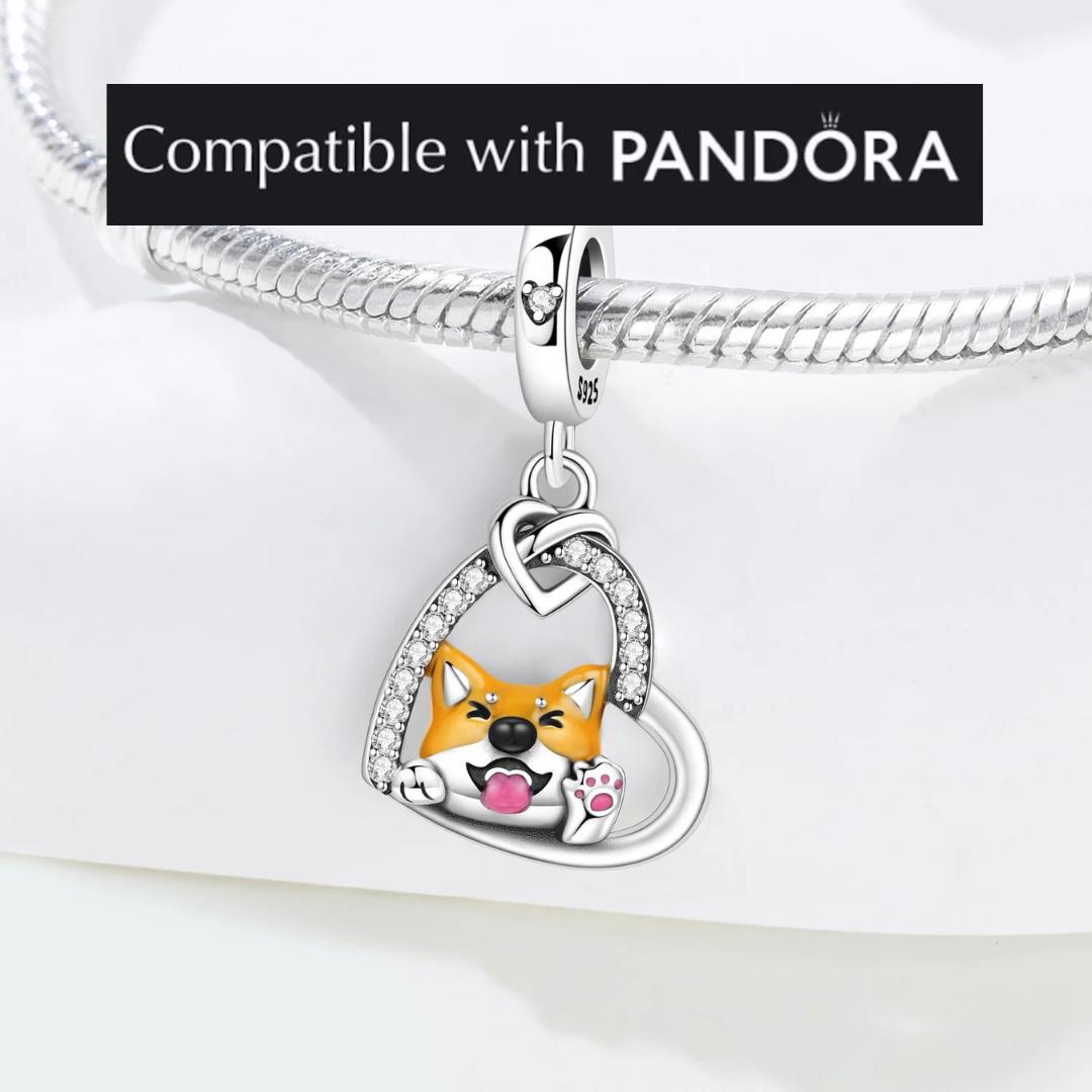 Shiba Inu Charm, Handcrafted Sterling Silver Charms for Pandora