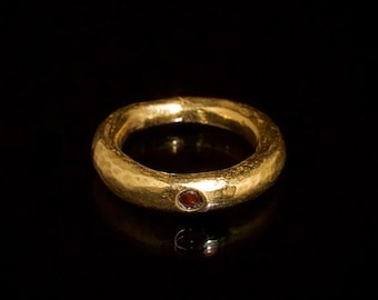 Ancient Roman Garnet Ring – Finely Crafted Hollow Bronze – 7th Century AD | Talisman of Strength, Passion, and Protection