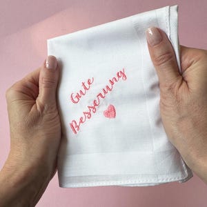 GUTE BESSERUNG  | Stofftaschentuch | Persönliches Geschenk | Geschenk von Herzen | Trost spenden | Ich denke an dich