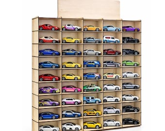 50 Car Collection Storage Display Laser Cut File | Diecast Car Wall Organizer | Wooden Toy Car Shelf | SVG CDR DXF  File