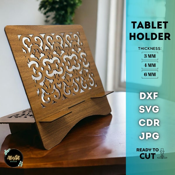 Tablet Stand Ipad Holder Laser Cut Digital Vector File Glowforge SVG CDR DXF Wooden Laser Cutting File