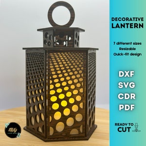 Wooden Decorative Tea Light Gift Lantern Easter Lamp Ornaments SVG Vector Model Candle Holder Laser Cut Mother's Day Gift Digital Download image 1