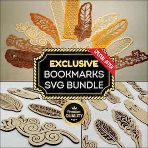Laser Cut Lesezeichen Exklusives SVG-Bundle | Elegante Designs für Glowforge Cricut | Perfekt für Geschenke Persönliche Projekte SVG DXF