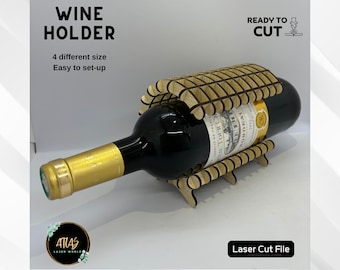 Laser-Cut Wooden Wine Holder: Exclusive Design File (SVG DXF CDR)